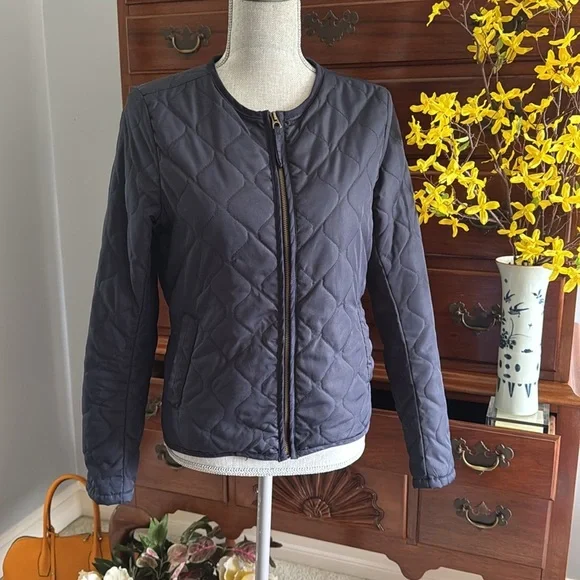 H&M L.O.G.G. Diamond Quilted Navy Jacket Size 8 - Picture 13 of 13